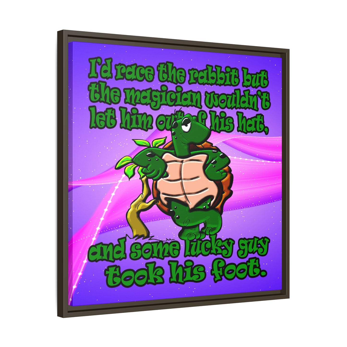 turtle race - framed canvas art (purple-pink wave)
