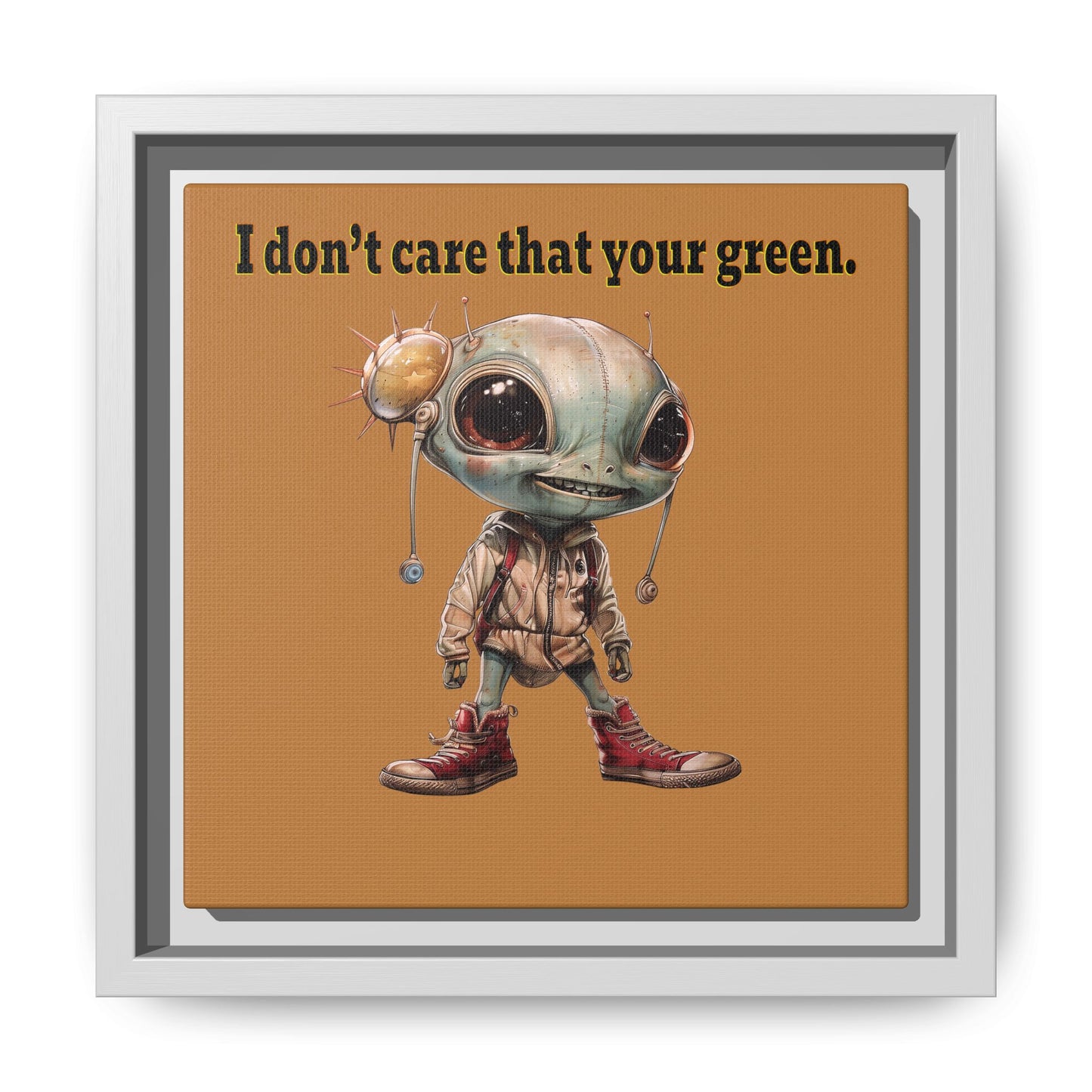 I don't care that your green - framed canvas art (light brown)