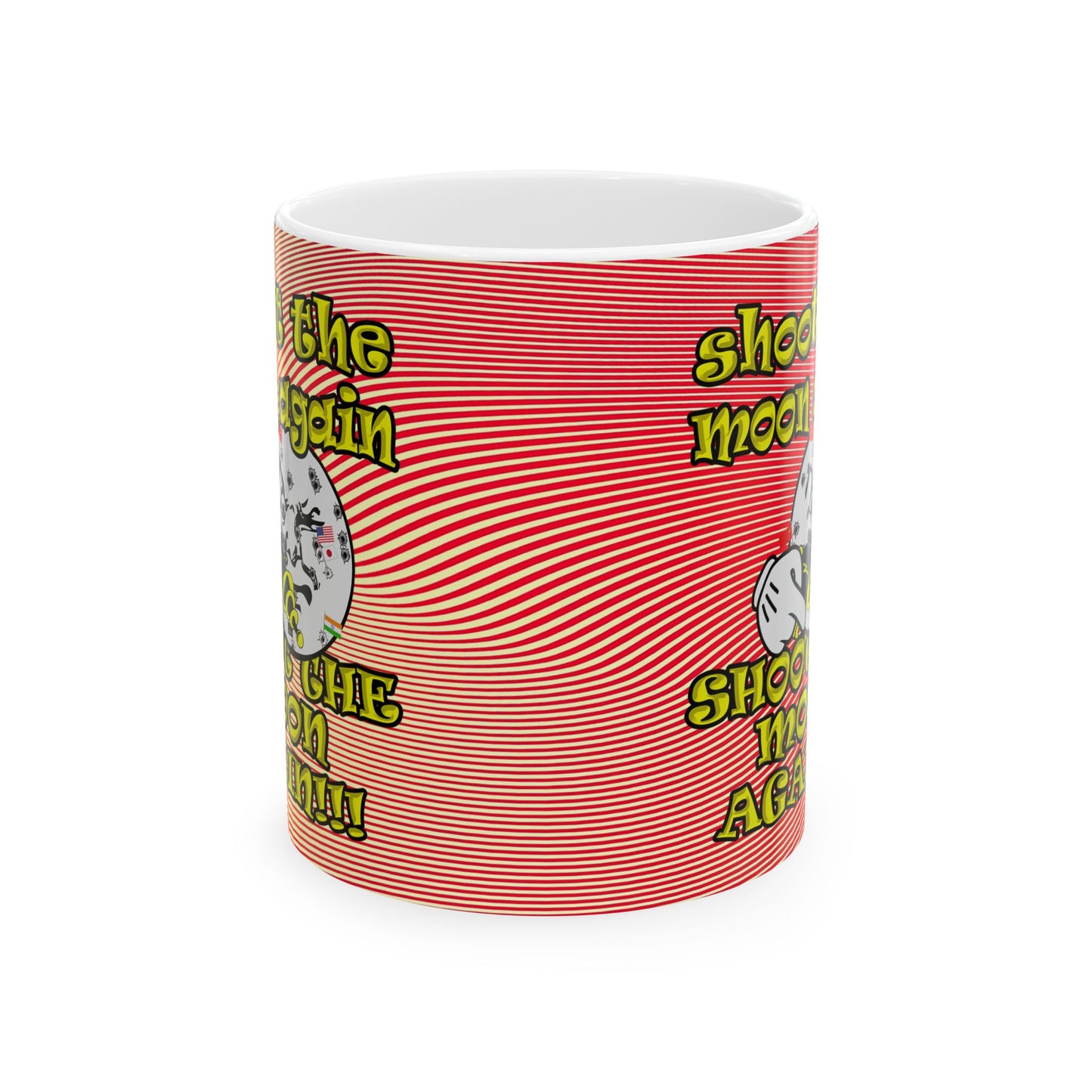 shoot the moon again - White Mug (yellow-orange wave)