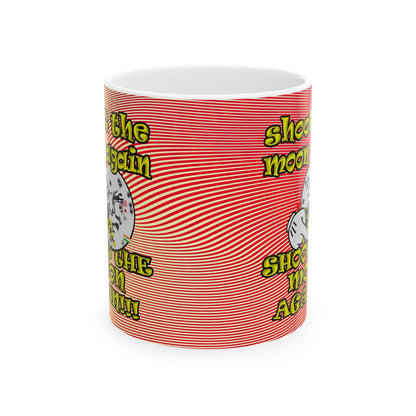 shoot the moon again - White Mug (yellow-orange wave)