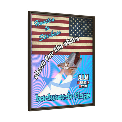 shoot for the stars - framed canvas art (light blue-purple wave)