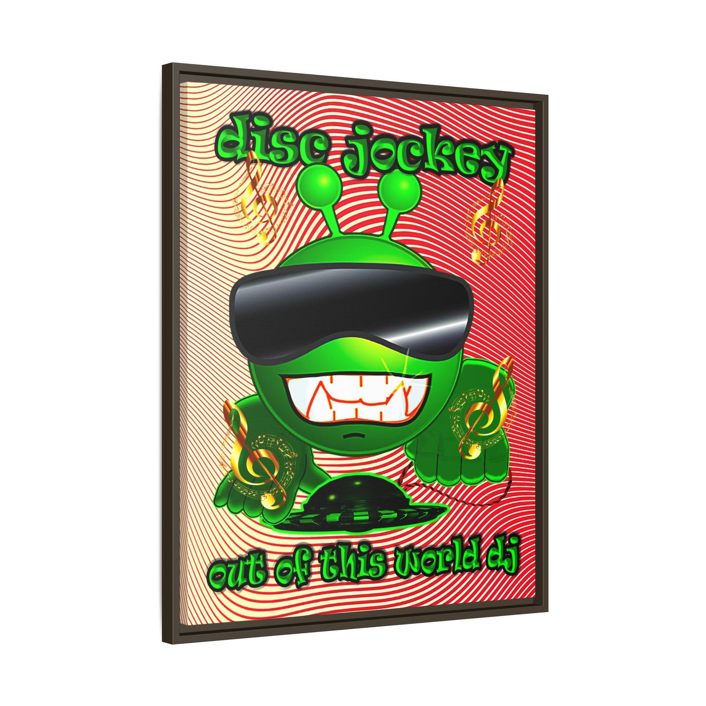 disc jockey - framed canvas art (yellow-orange wave)