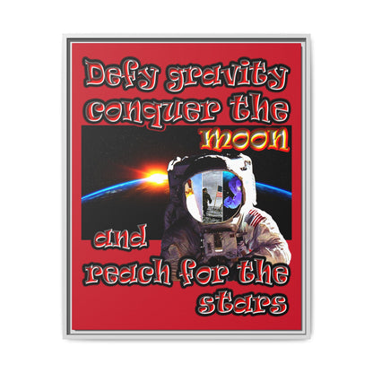 defy conquer reach - framed canvas art (dark red)