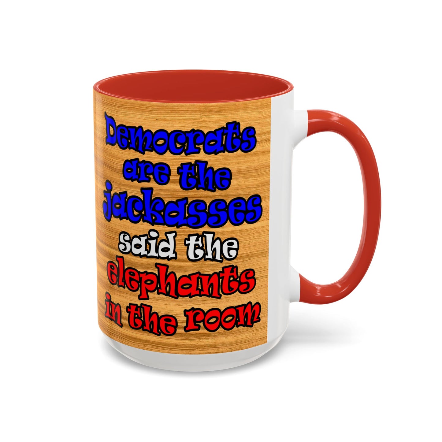 donkeys and elephants - Accent Mug (butterscotch wood finish)