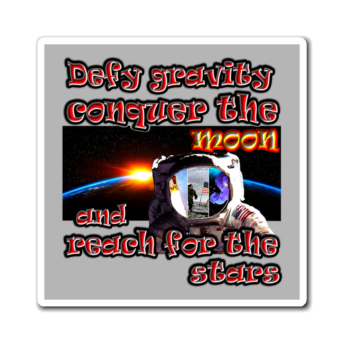 defy conquer reach - Magnets - (light grey)