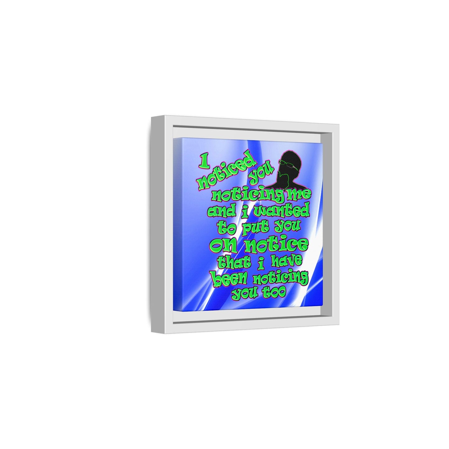 noticed you noticing - framed canvas art (blue-white wave)