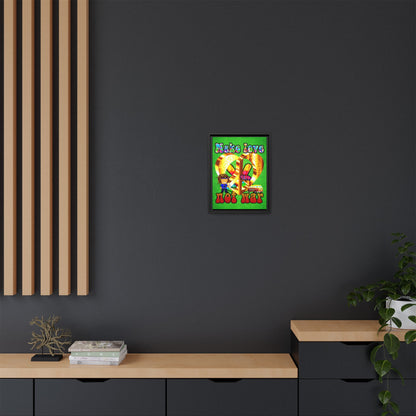 love peace - framed canvas art (green turf)