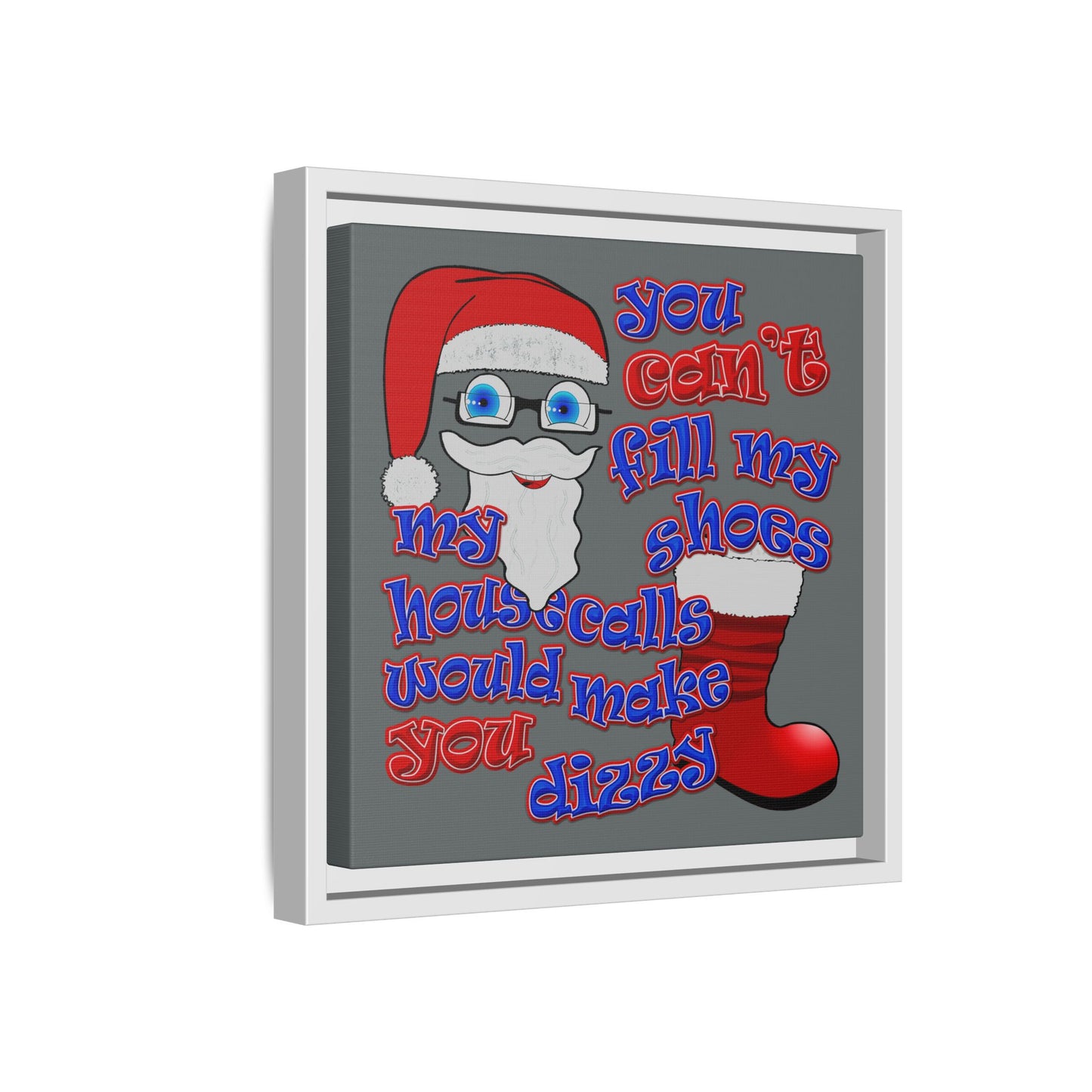 santa's shoes - framed canvas art (dark grey)