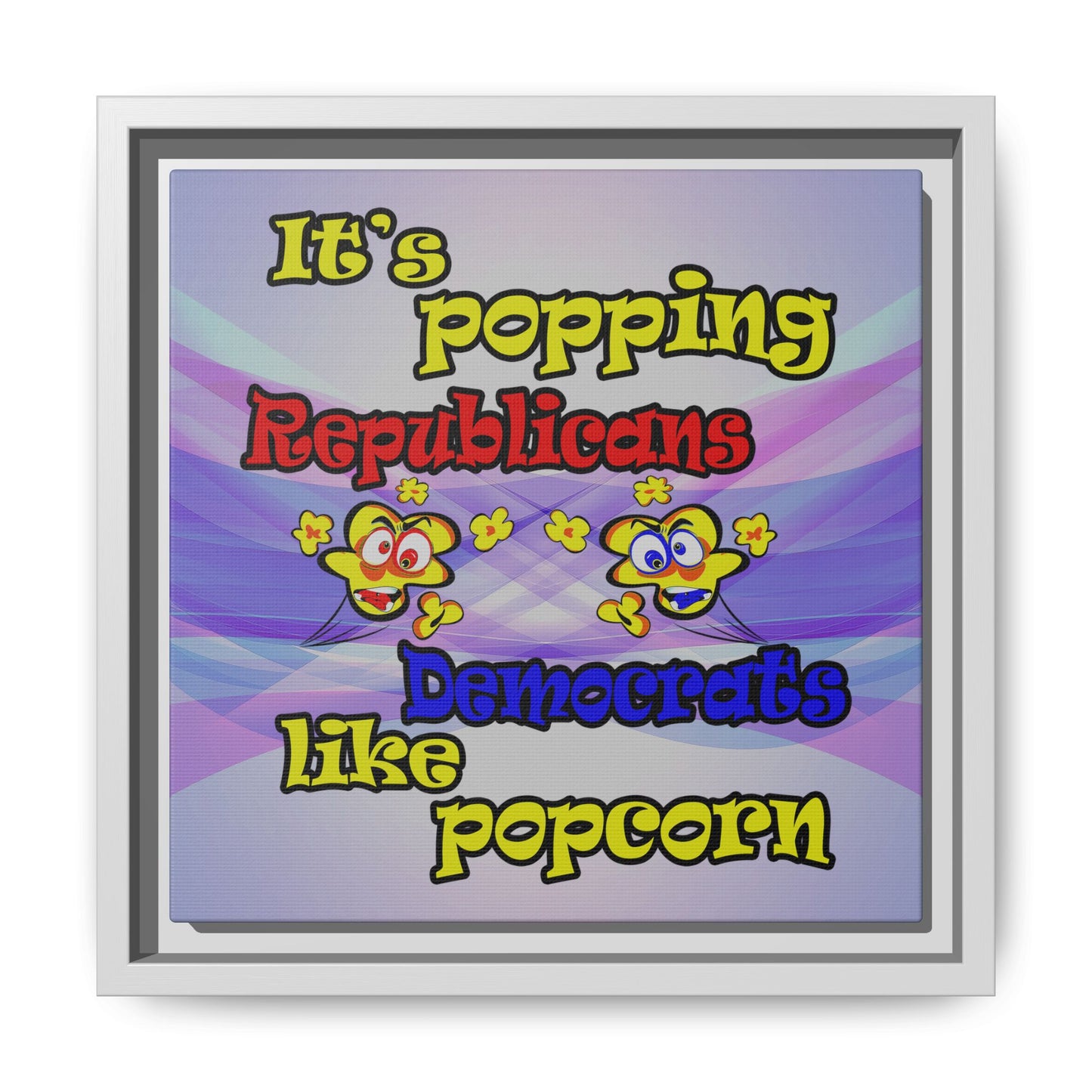 popping like popcorn - framed canvas art (light blue-pink wave)