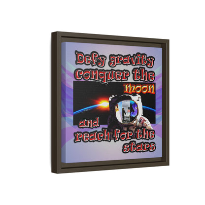 defy conquer reach - framed canvas art (light blue-pink wave)