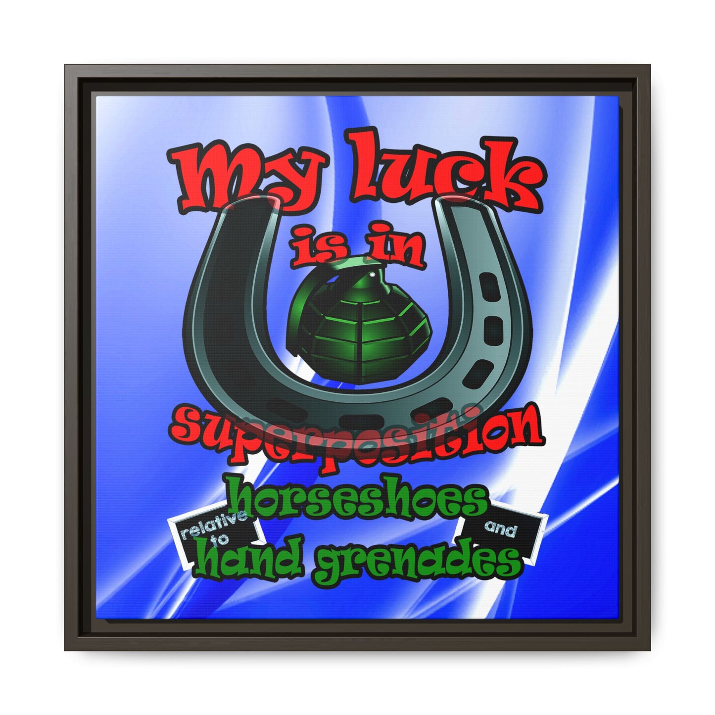 my luck - framed canvas art (blue-white wave)