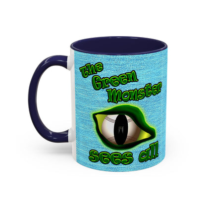 green monster - Accent Mug (faded blue)