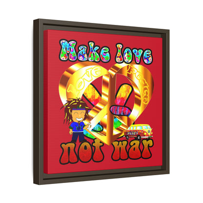 love peace - framed canvas art (dark red)