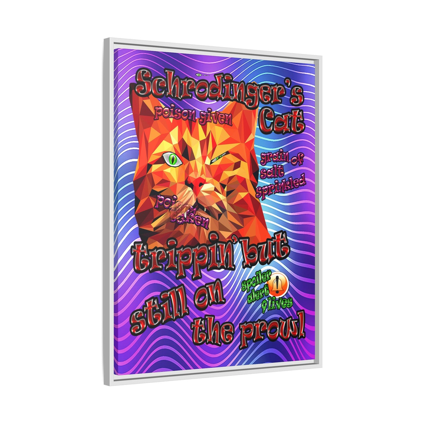 schrodinger's cat - framed canvas art (purple wave)