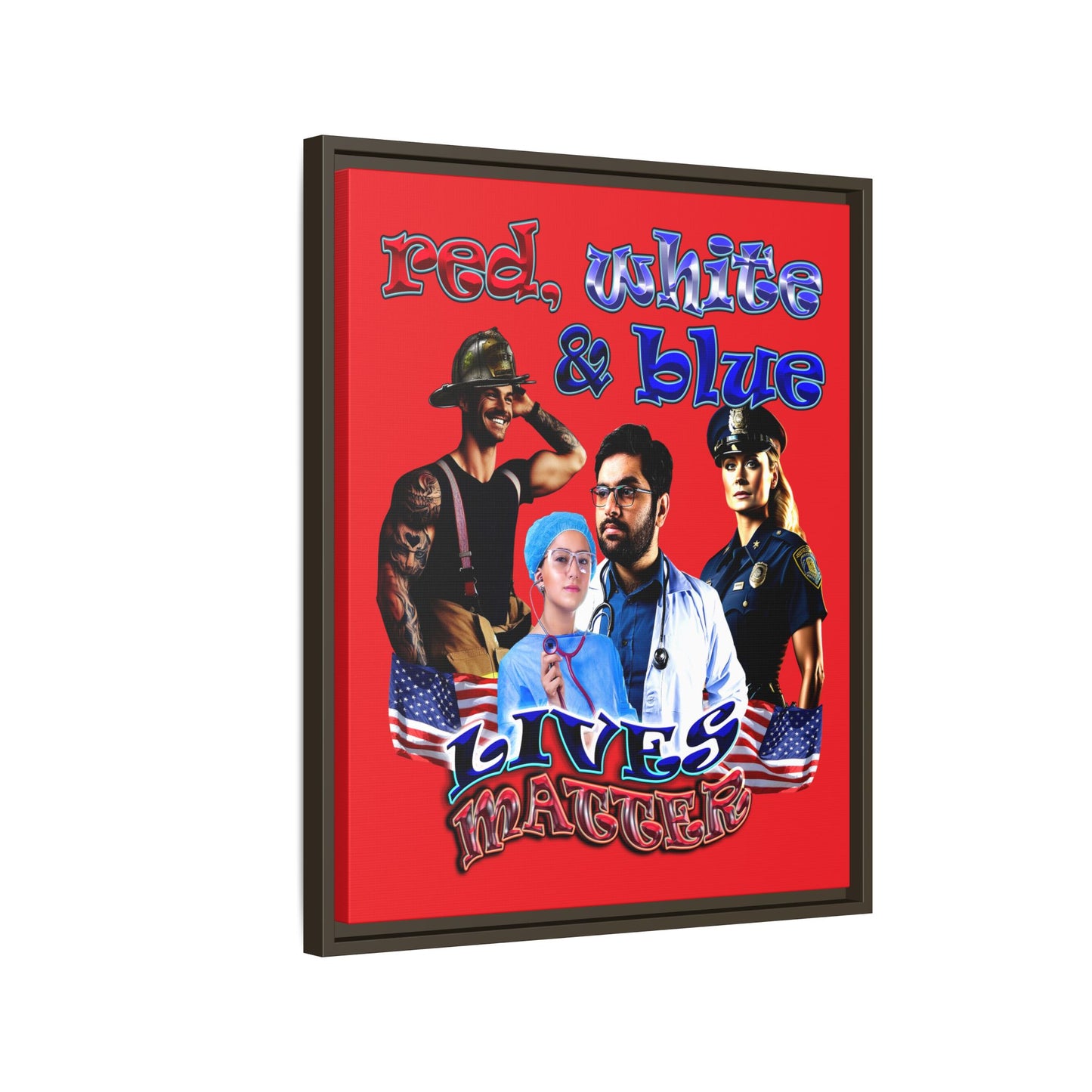 rw&b lives matter - framed canvas art (red)