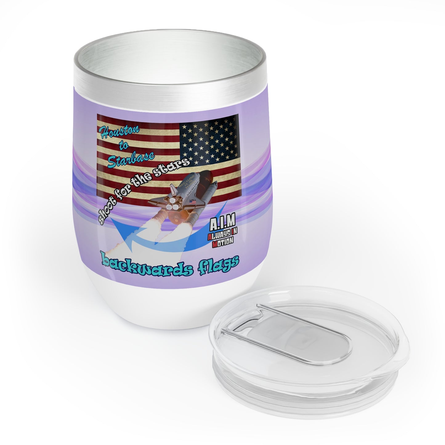 shoot for the stars - Chill Wine Tumbler (light blue-pink wave)