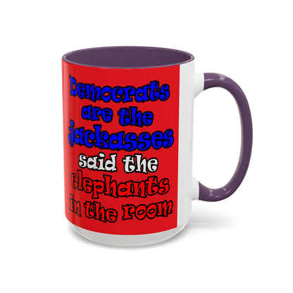 donkeys and elephants - Accent Mug (red)