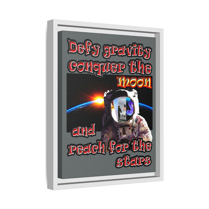 defy conquer reach - framed canvas art (dark grey)