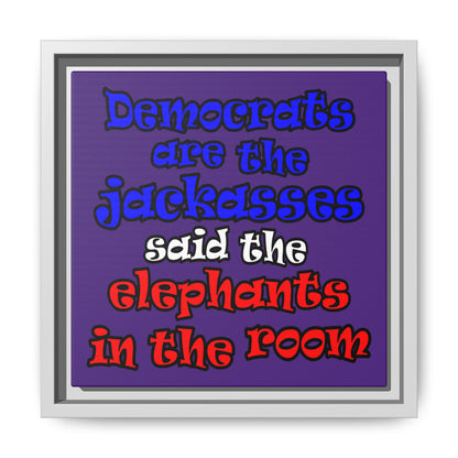 donkeys and elephants - framed canvas art (purple)