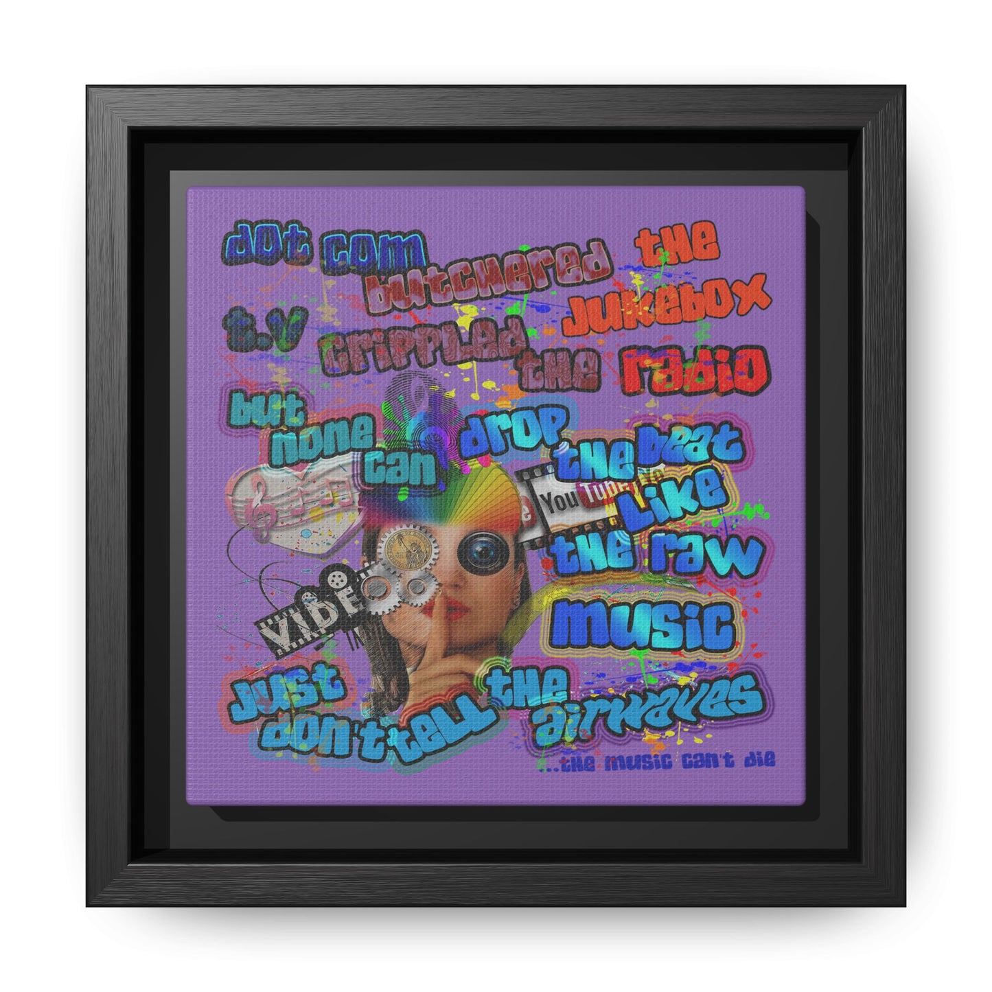 drop the beat - framed canvas art (light purple)