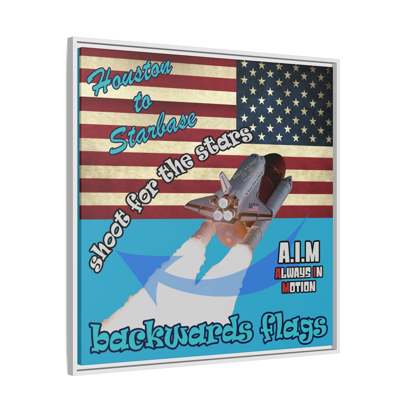 shoot for the stars - framed canvas art (turquoise)