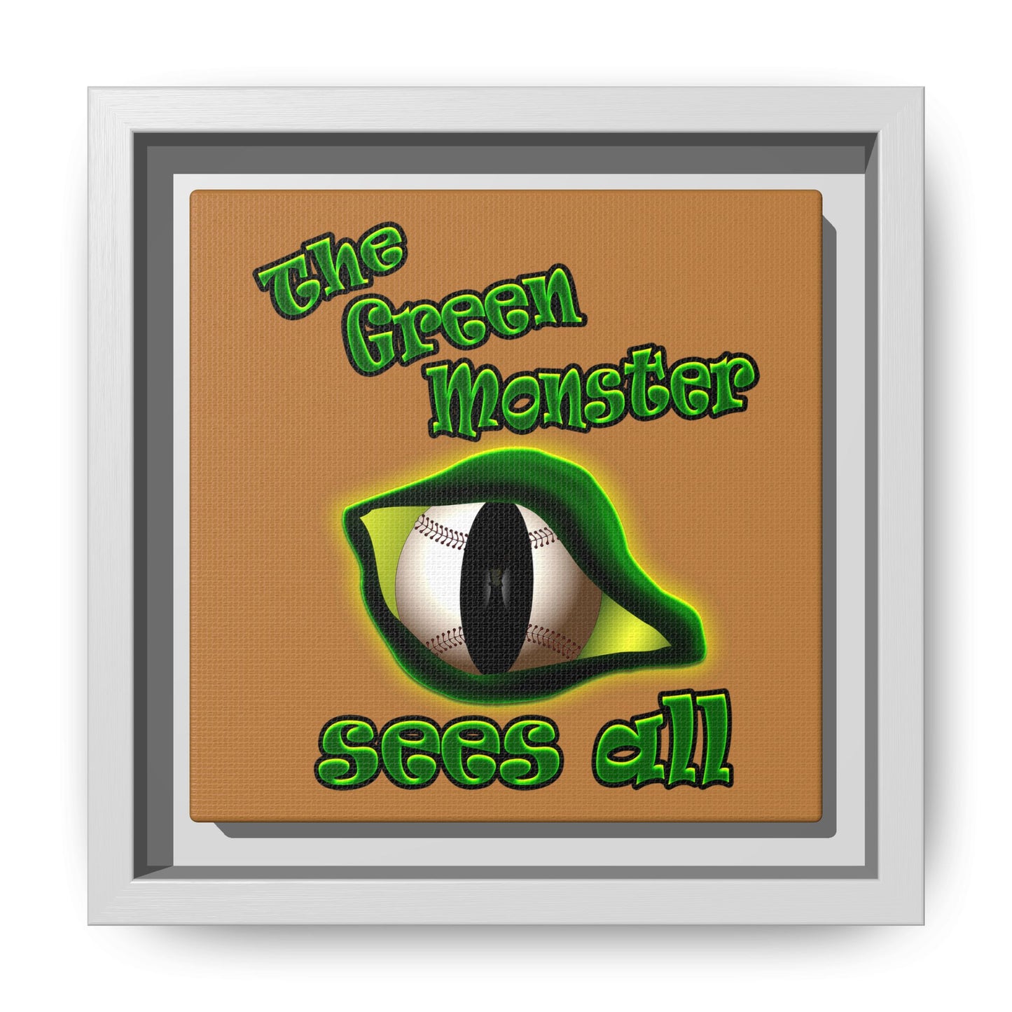 green monster - framed canvas art (light brown)
