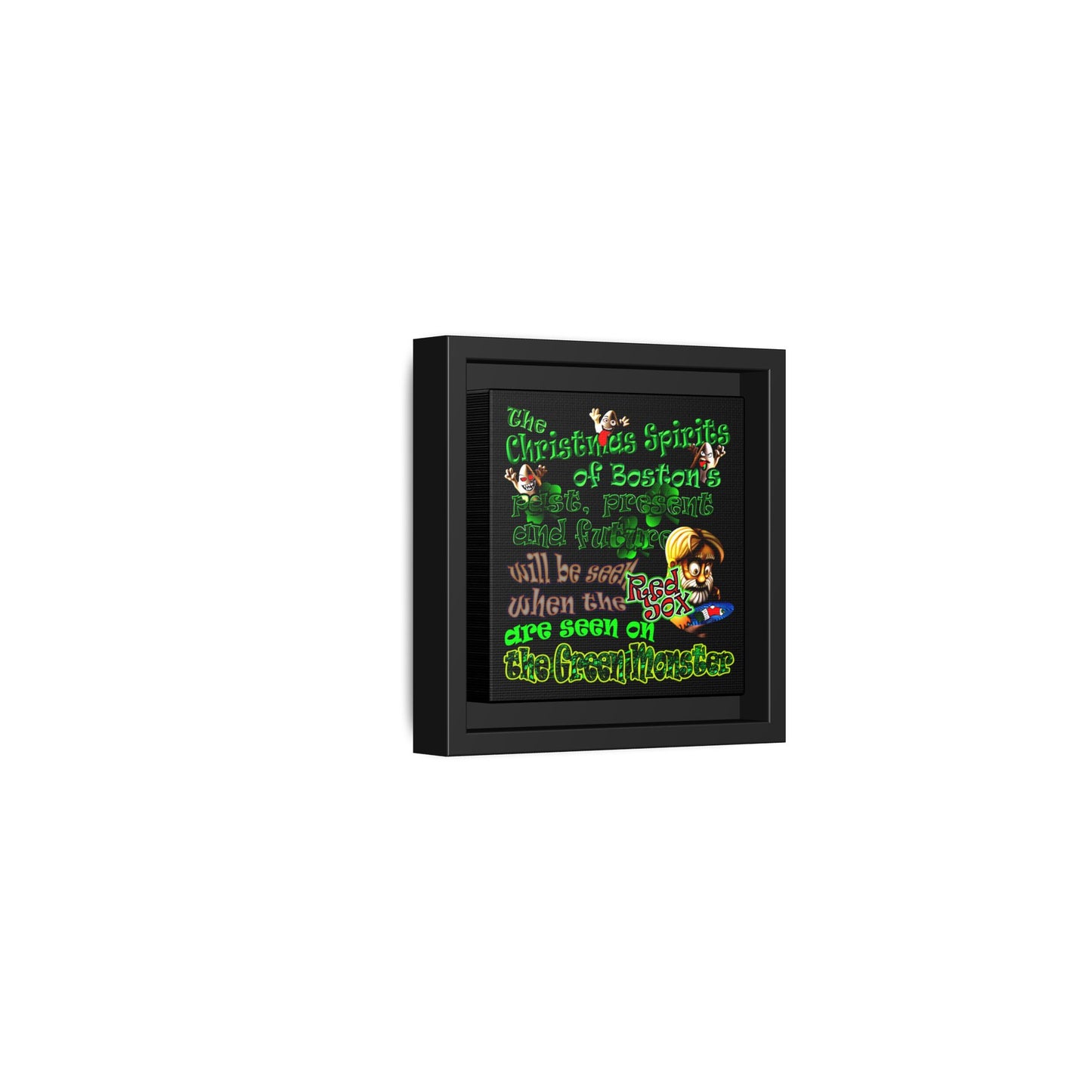 christmas spirits of boston - framed canvas art (black)
