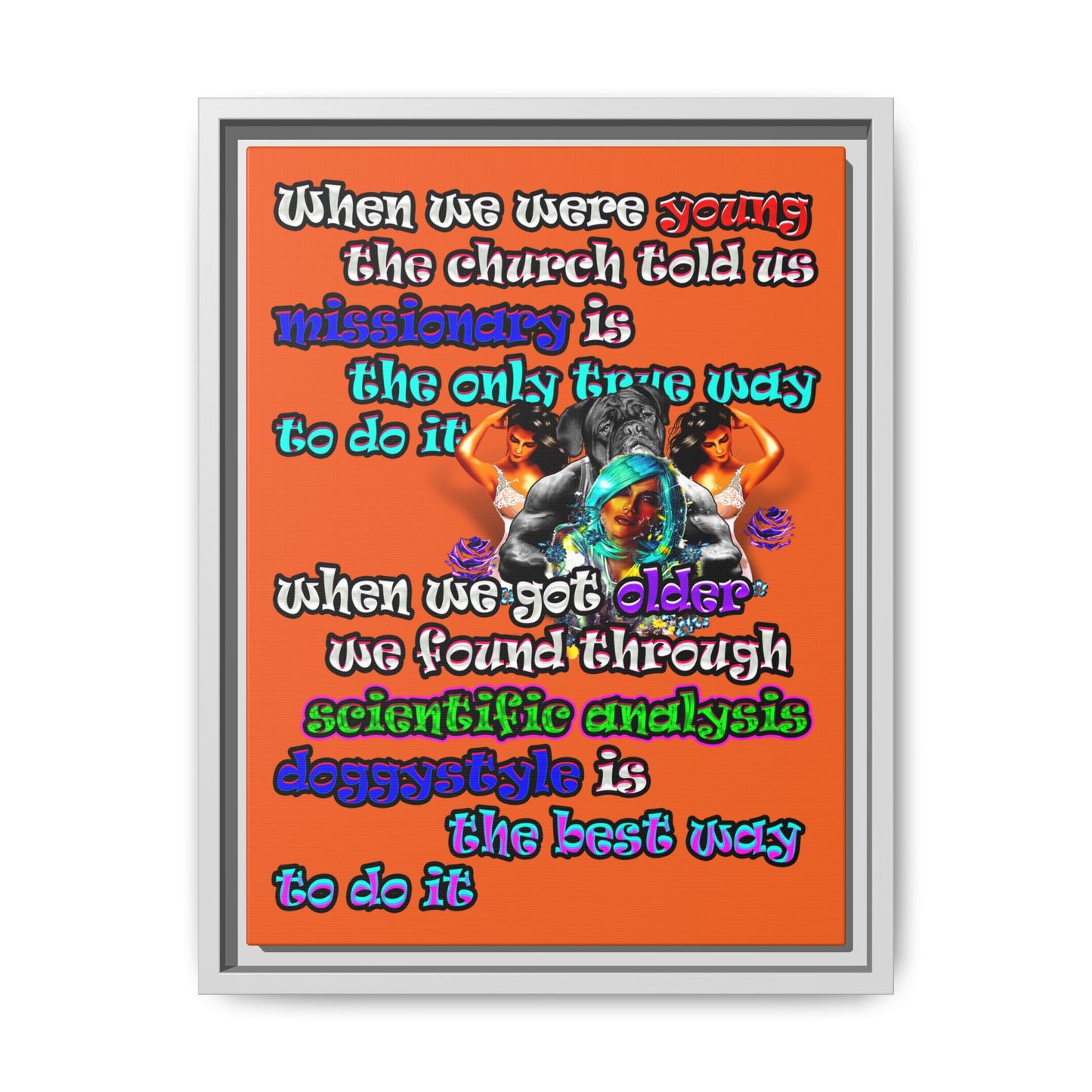 doggystyle - framed canvas art (orange)