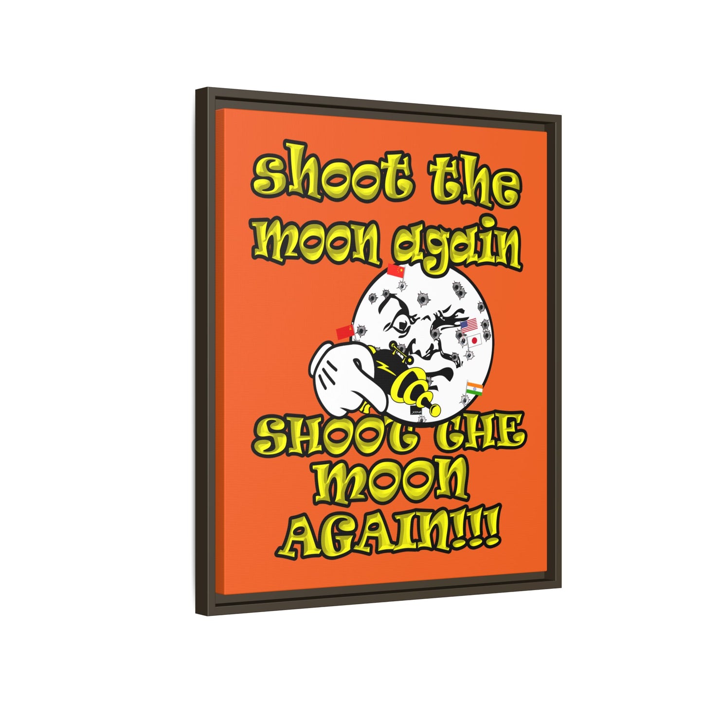 shoot the moon again - framed canvas art (orange)