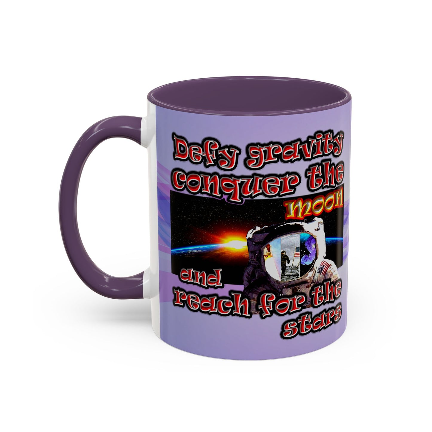 defy conquer reach - Accent Mug (light blue-pink wave)
