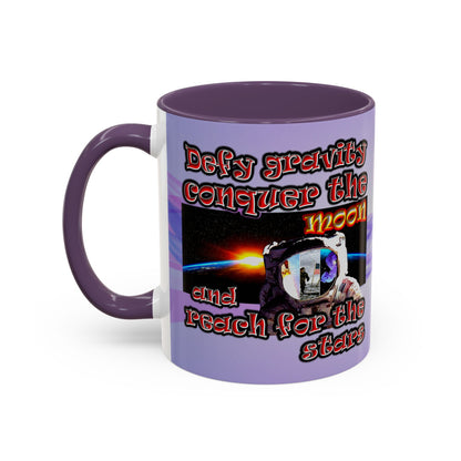 defy conquer reach - Accent Mug (light blue-pink wave)