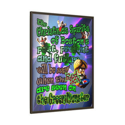 christmas spirits of boston - framed canvas art (grey-pink wave)
