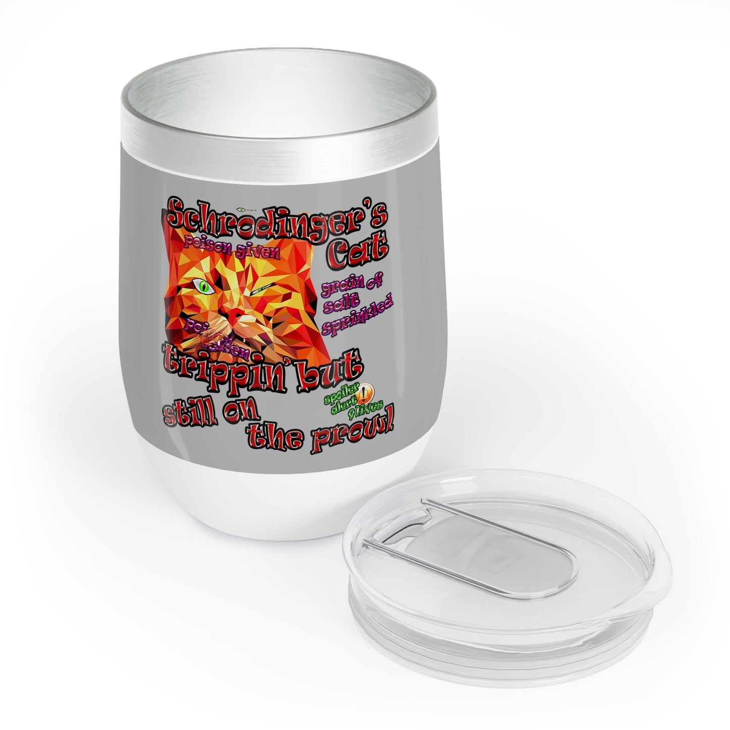 schrodinger's cat - Chill Wine Tumbler (light grey)