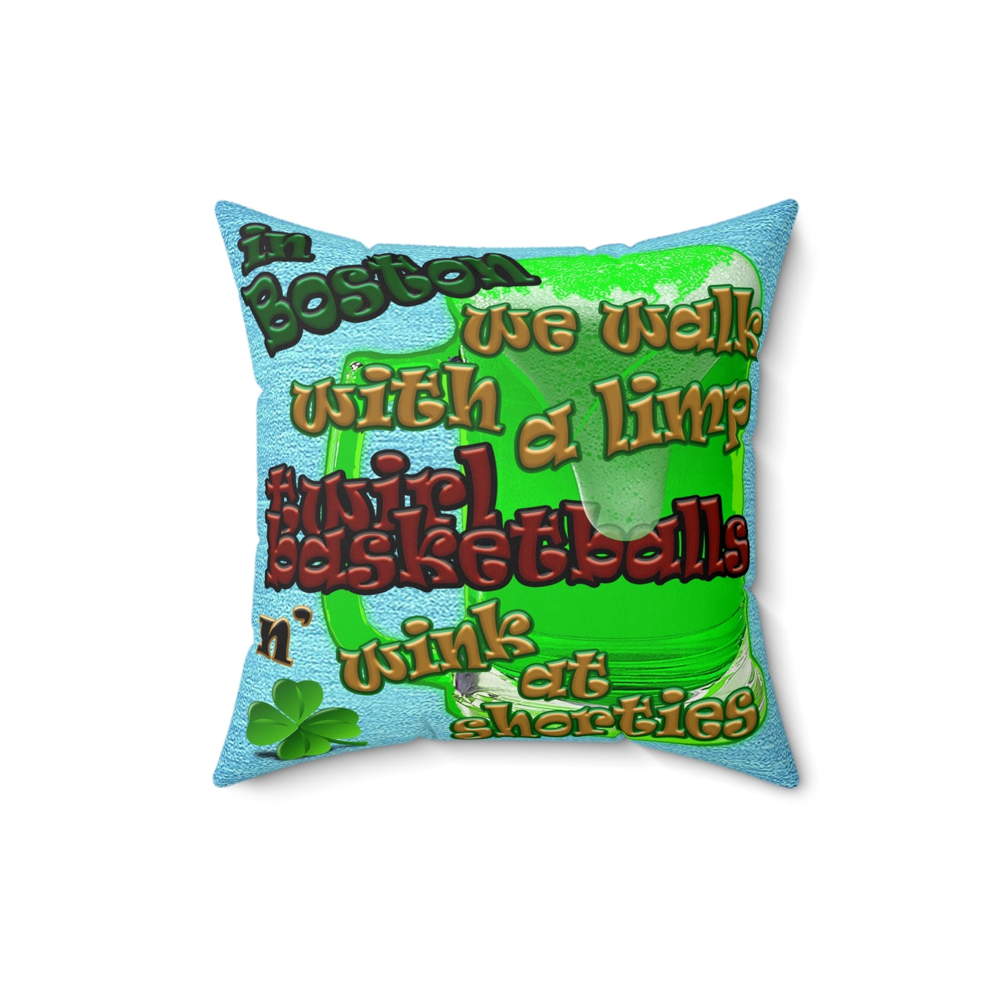 celtics logo - Faux Suede Square Pillow - (faded blue)