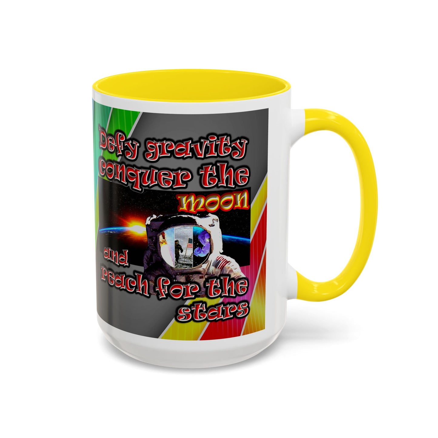 defy conquer reach - Accent Mug (rainbow split)