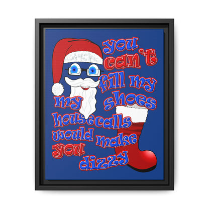santa's shoes - framed canvas art (dark blue)