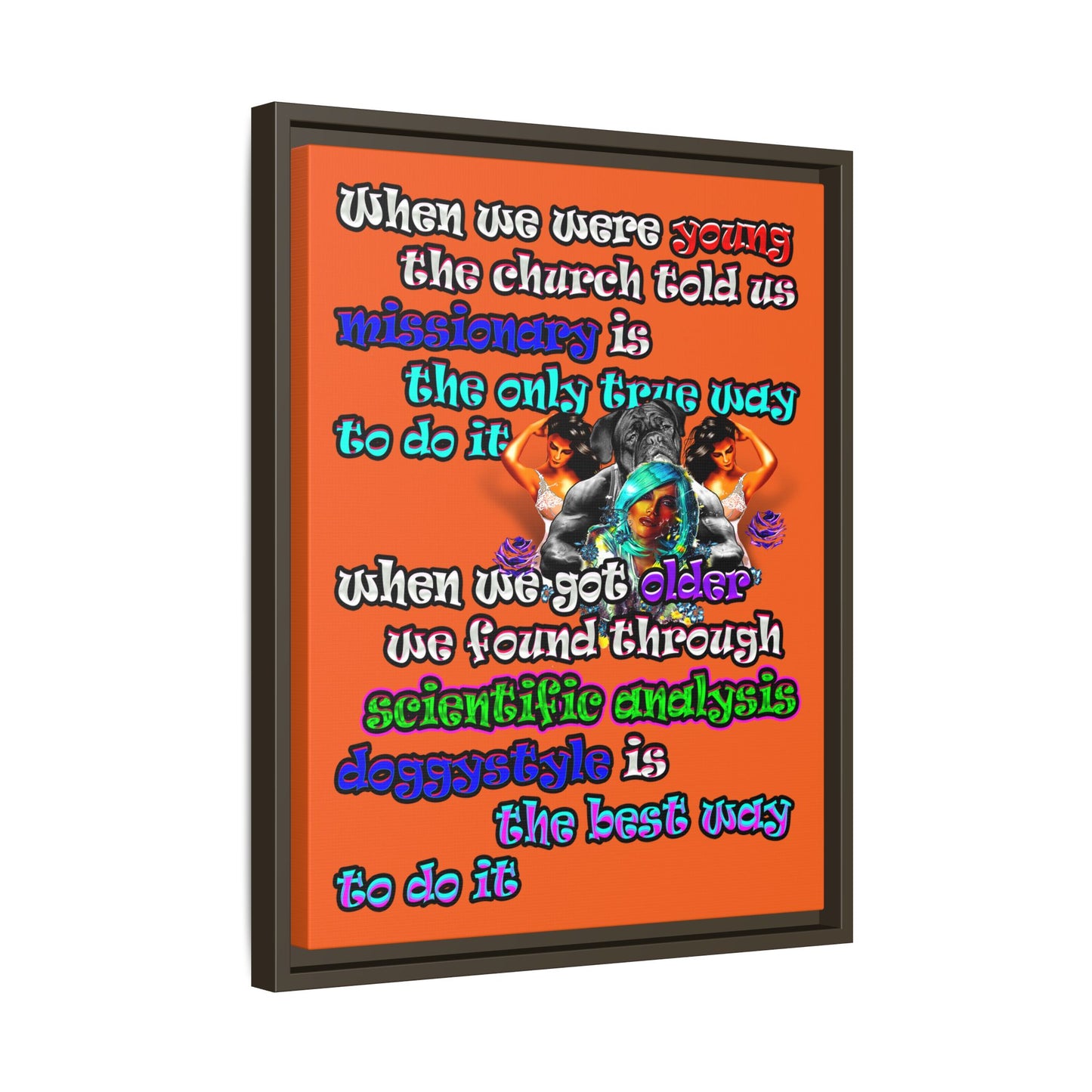 doggystyle - framed canvas art (orange)