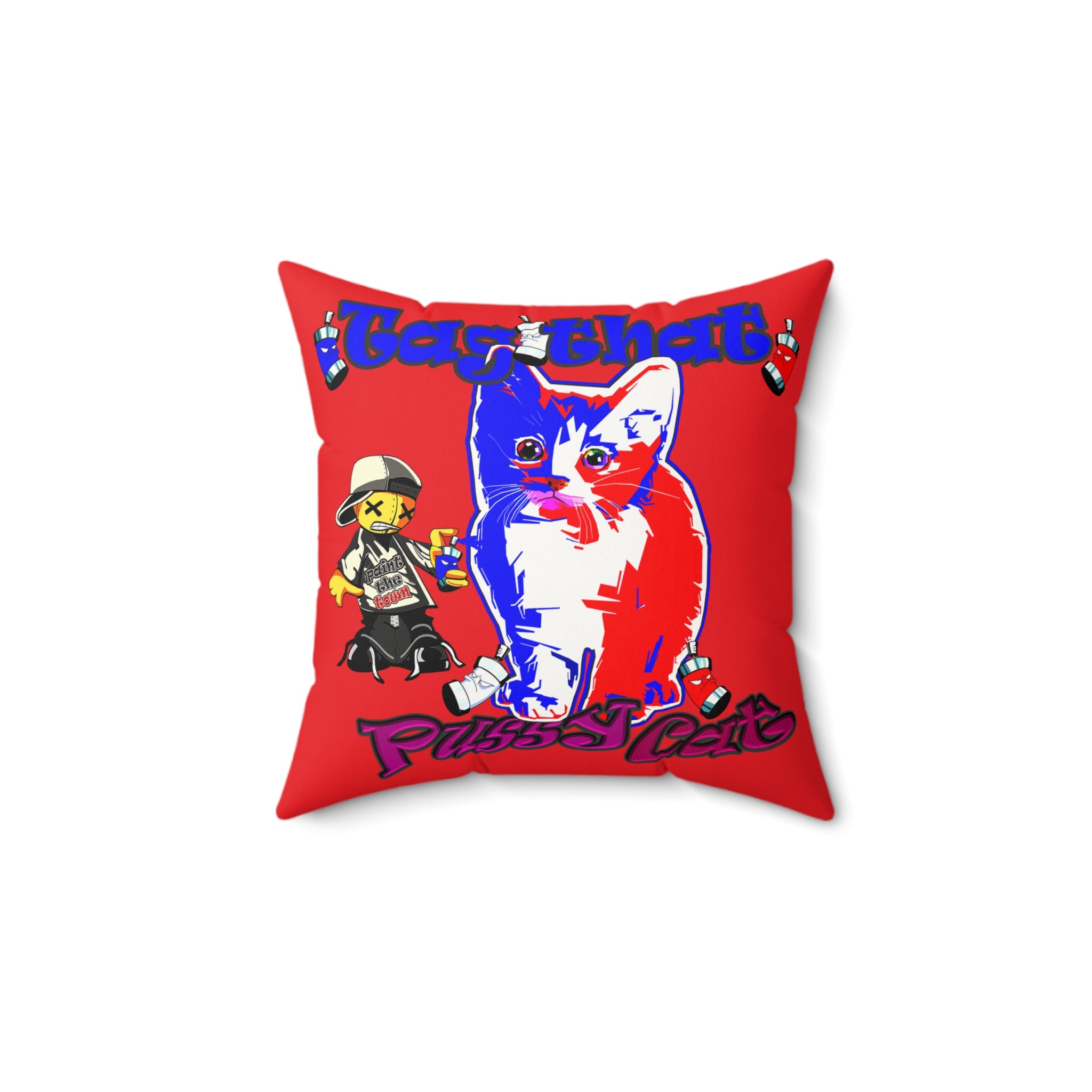 tag that - Faux Suede Square Pillow - (red)