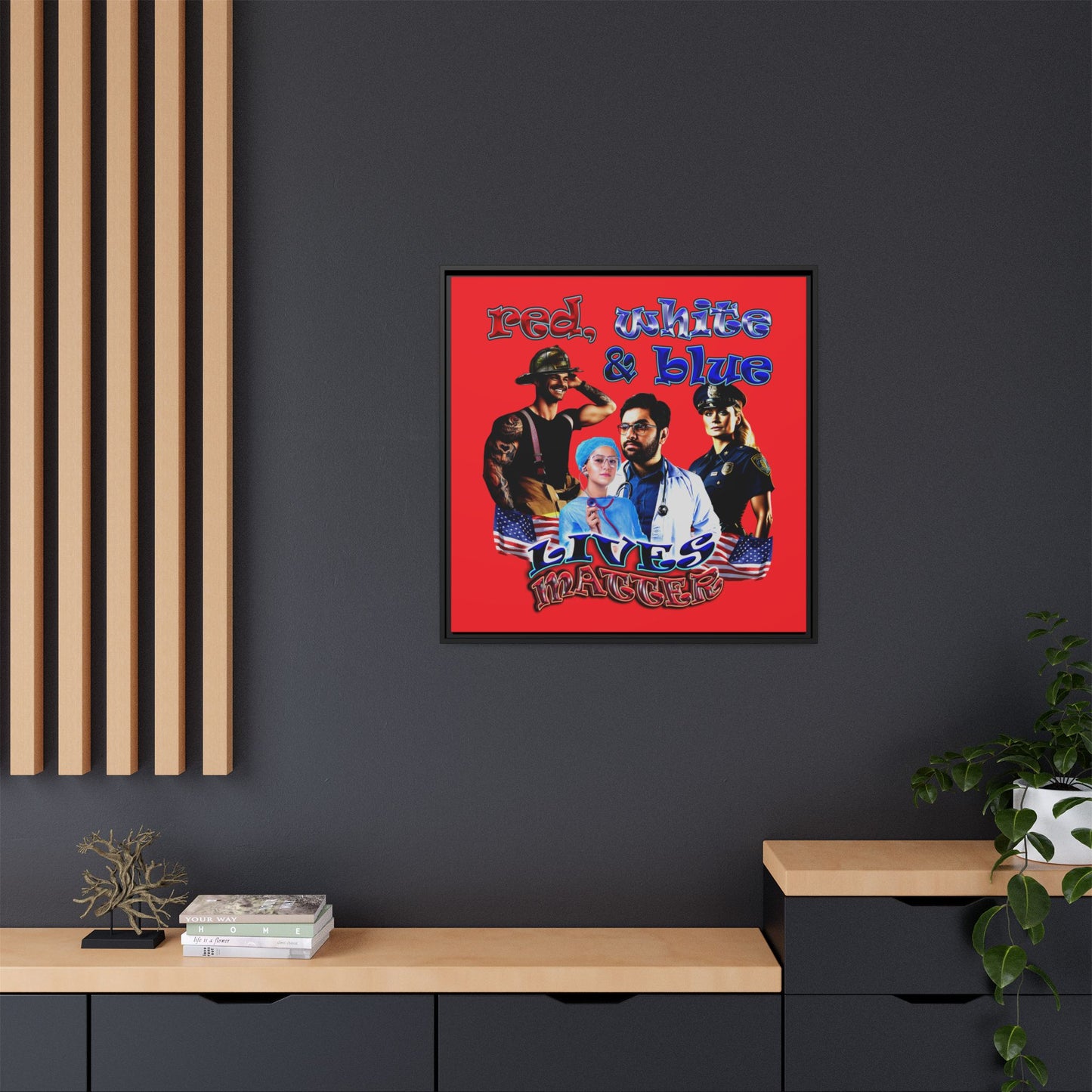 rw&b lives matter - framed canvas art (red)