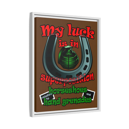 my luck - framed canvas art (brown)