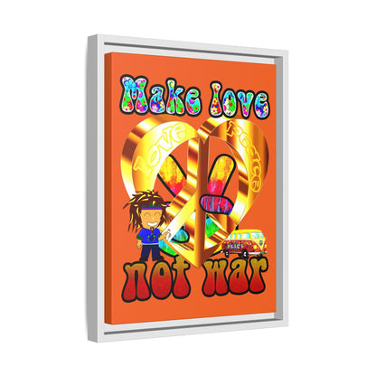 love peace - framed canvas art (orange)