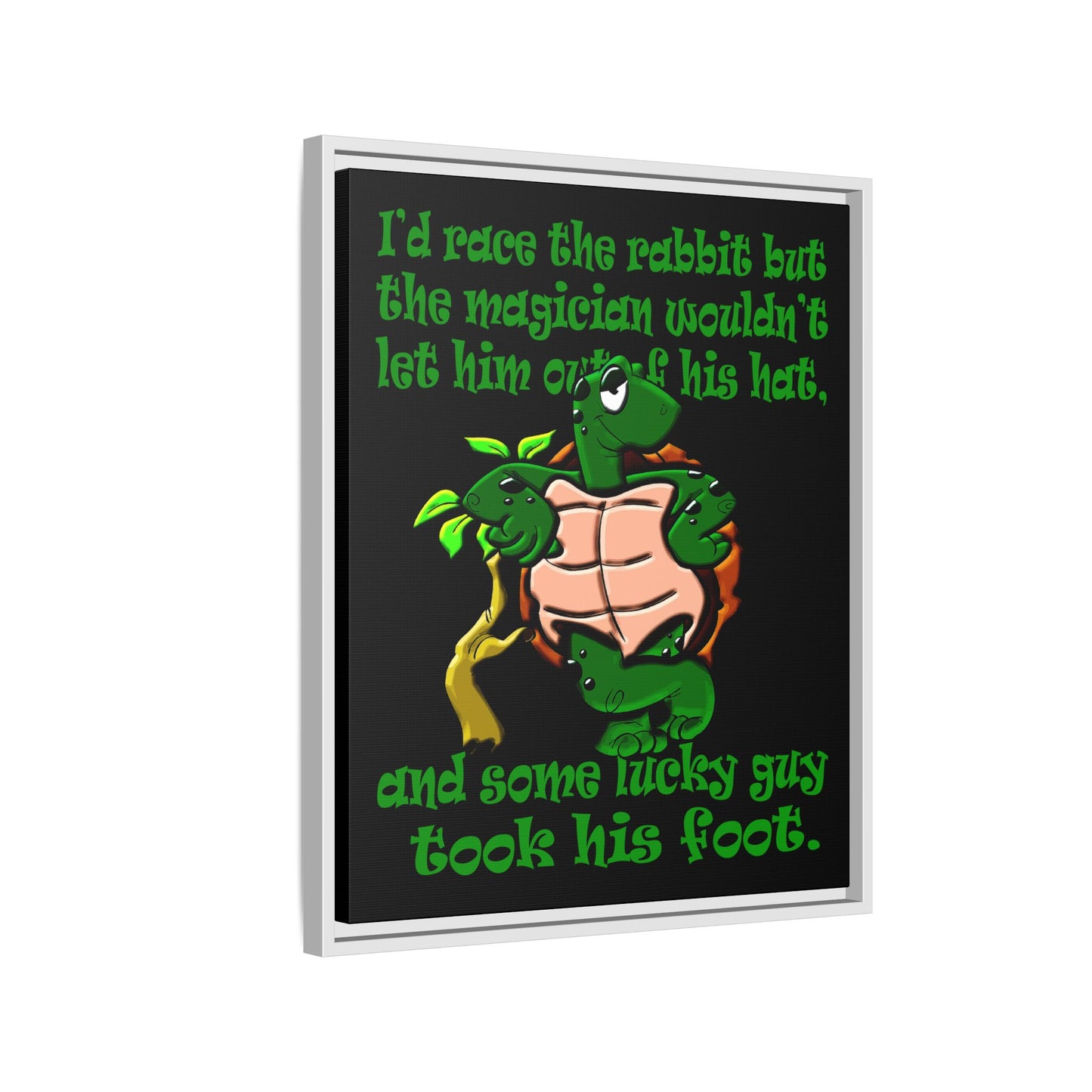 turtle race - framed canvas art (black)