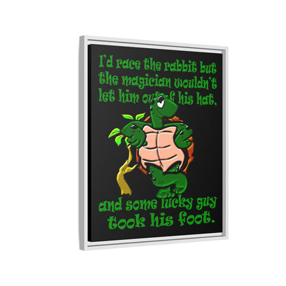 turtle race - framed canvas art (black)
