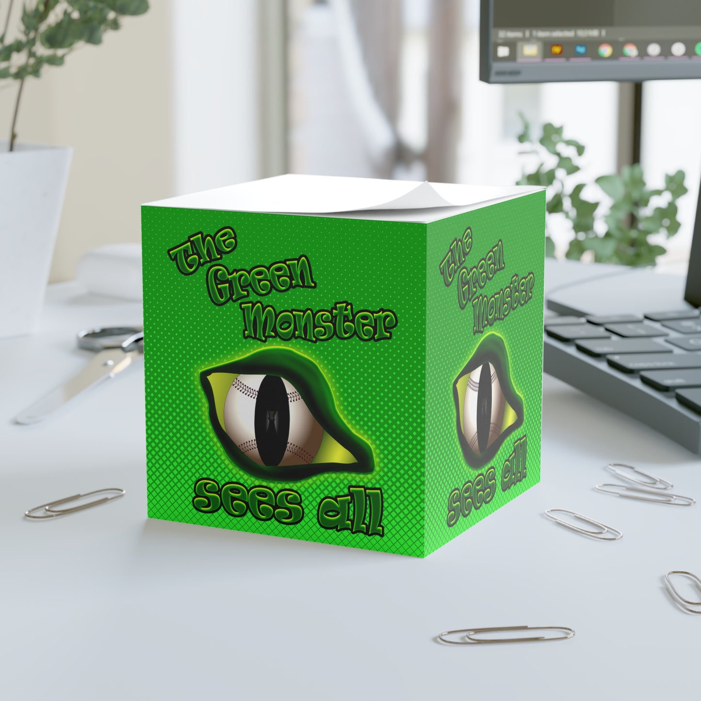 green monster - note cube (logo green)