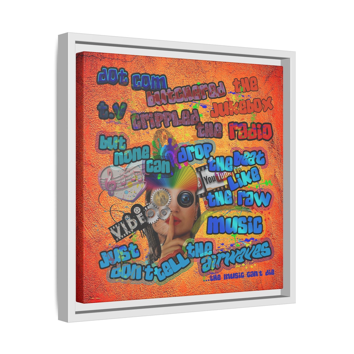 drop the beat - framed canvas art (burnt orange)