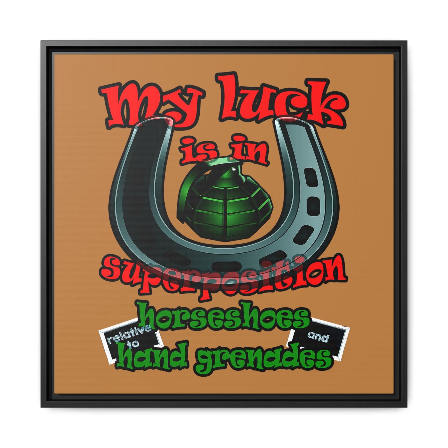 my luck - framed canvas art (light brown)
