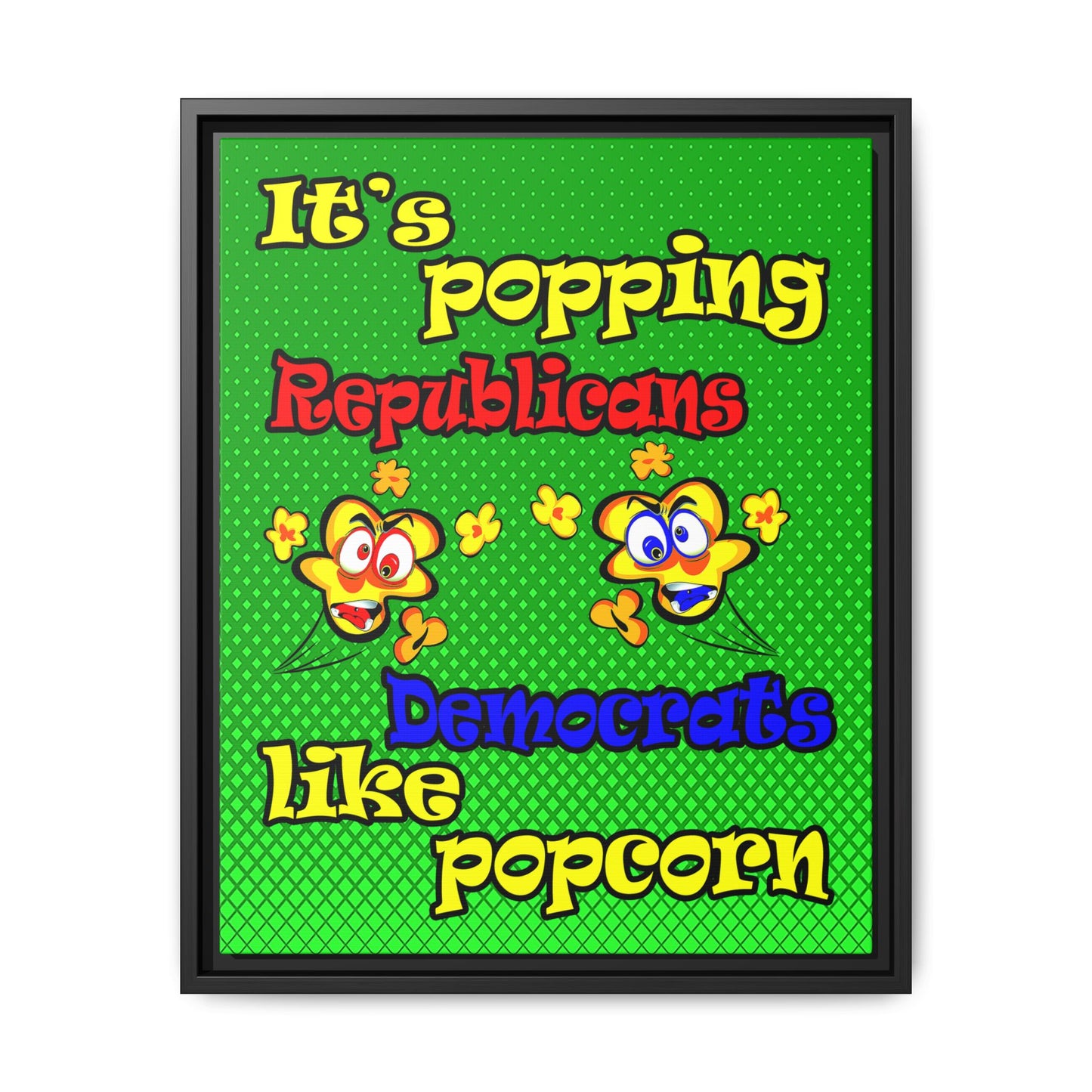 popping like popcorn - framed canvas art (logo green)