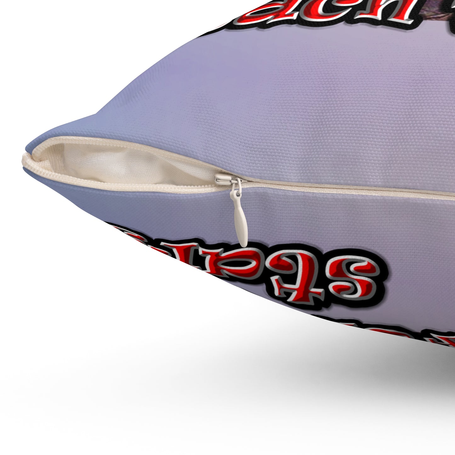 defy conquer reach - Spun Polyester Square Pillow - (light blue-pink wave)