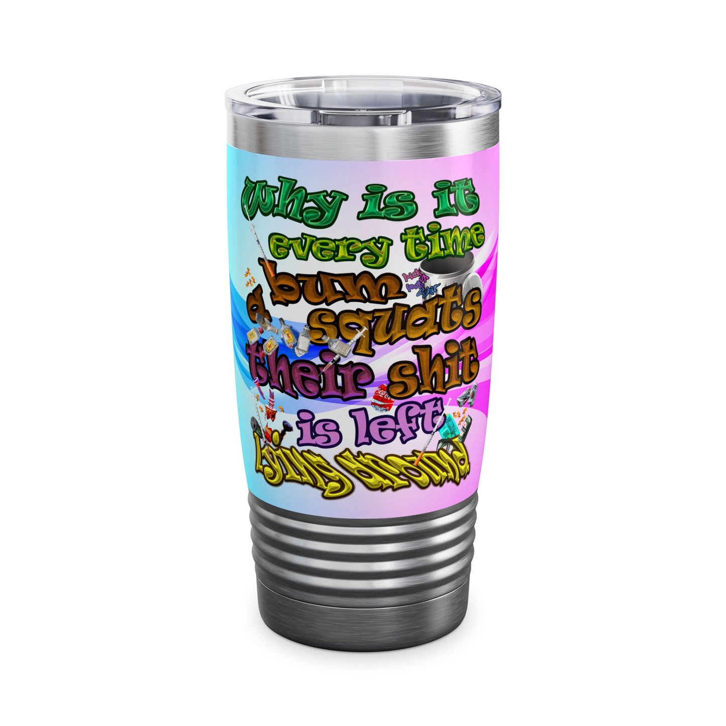 the bum's shit - Ringneck Tumbler, 20oz (light blue-pink wave)