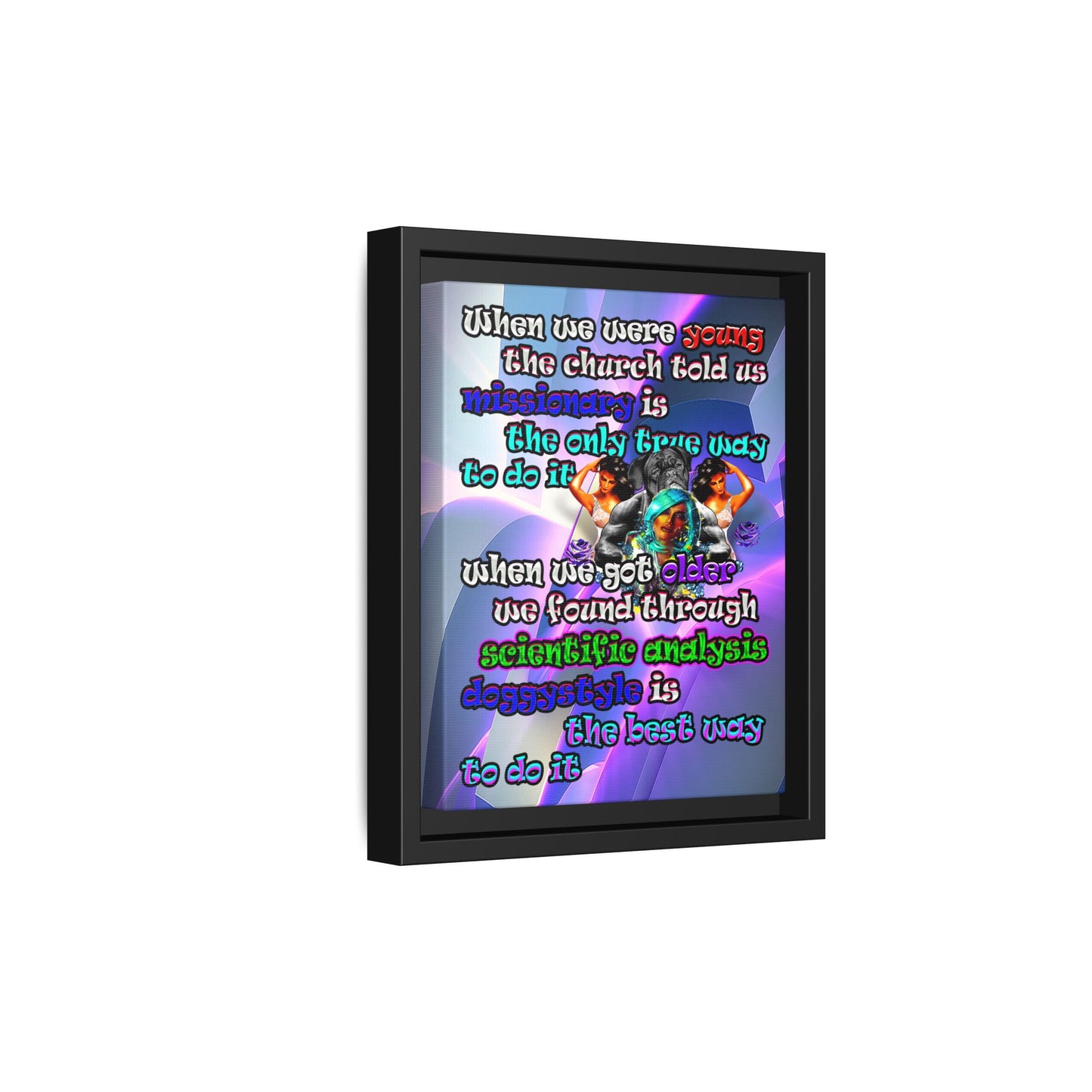 doggystyle - framed canvas art (grey-pink wave)